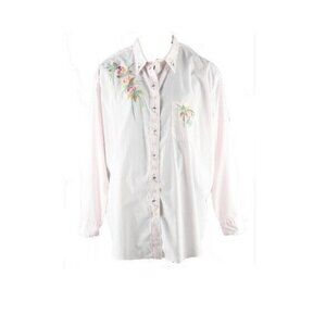 Ariels Sz 2X Pink Gold Multi Poly Cotton Blend Hand Painted Buttoned Top